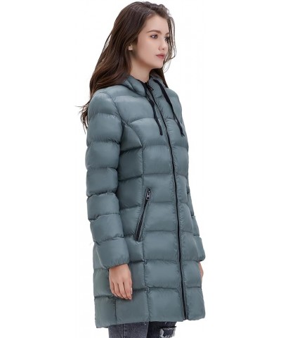 Women’s Puffer Jacket Lightweight Hooded Puffy Coat Mid-length Warm Long Puffer Coat Green $19.35 Jackets