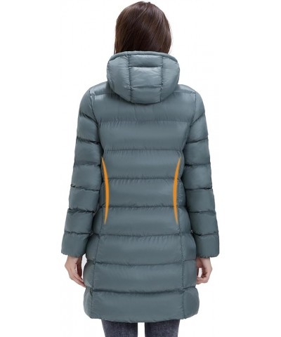 Women’s Puffer Jacket Lightweight Hooded Puffy Coat Mid-length Warm Long Puffer Coat Green $19.35 Jackets