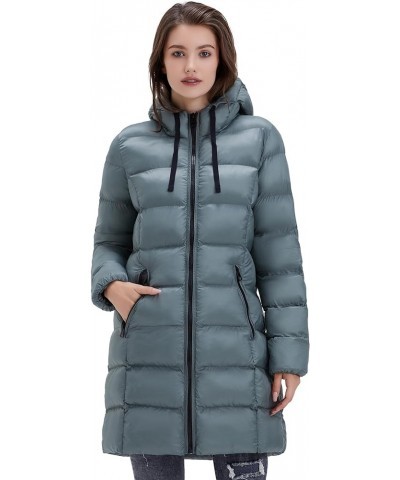 Women’s Puffer Jacket Lightweight Hooded Puffy Coat Mid-length Warm Long Puffer Coat Green $19.35 Jackets