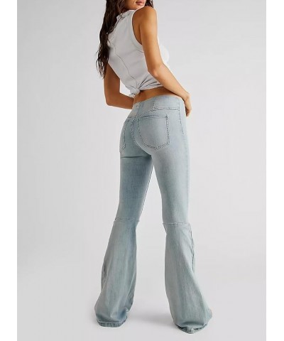 Women Mid Rise Flare Jeans Wide Leg Bell Bottom Stretchy Denim Pants Pull On Straight Leg Denim Jeans C Light Blue 78 $16.23 ...