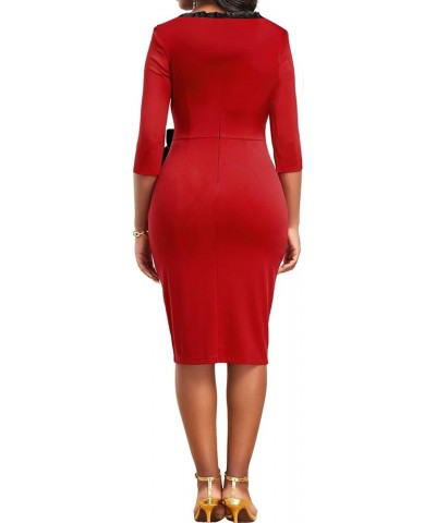 Women's Dress Bodycon Church Dress Elegant Work Pencil Dress Red-b $19.24 Dresses