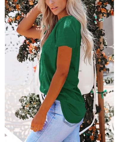 Women's Deep V Neck Tops Casual Low Cut Short Sleeve Shirts Green $16.23 Tops