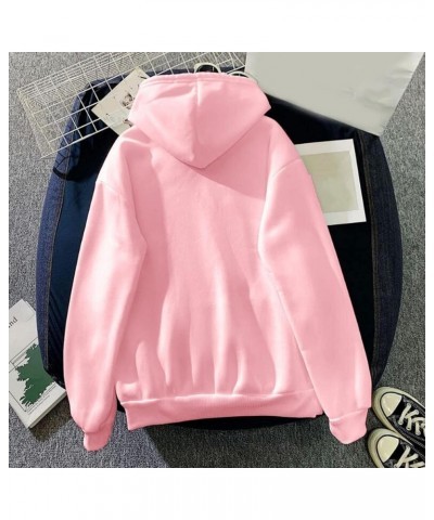 Women Drawstring Hoodie Warm Casual Long-Sleeves Printed Blouse Top Sweatshirt Woman's Zip Hoodie 13-pink $3.01 Activewear