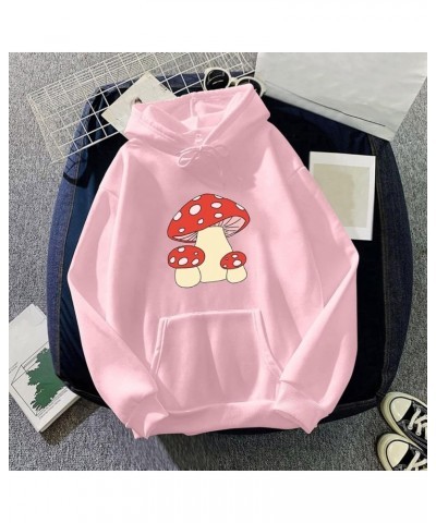 Women Drawstring Hoodie Warm Casual Long-Sleeves Printed Blouse Top Sweatshirt Woman's Zip Hoodie 13-pink $3.01 Activewear