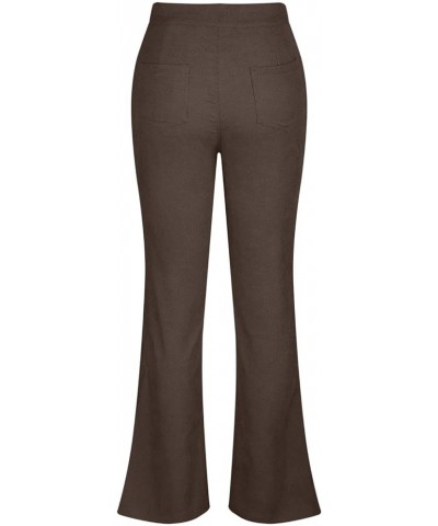 Womens Casual Work Pants Button Up Palazzo Pants Cozy Pockets Corduroy High Waisted Trousers Business Lounge Pants Brown 3 $1...