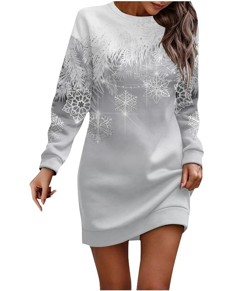 Christmas Dress for Women 2023 Long Sleeve Oversized Sweatshirt Crewneck Funny Party Sweater Dress 2-gray $10.29 Activewear