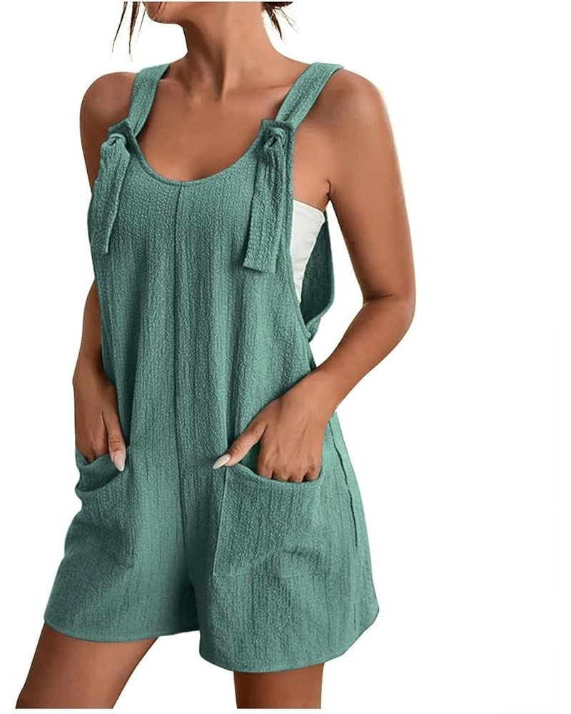 Womens Rompers for Summer Sleeveless Tie Knot Jumpsuit Casual Adjustable Strap Overalls Shorts with Pockets 03-green $7.53 Ju...