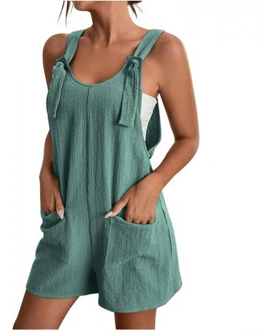 Womens Rompers for Summer Sleeveless Tie Knot Jumpsuit Casual Adjustable Strap Overalls Shorts with Pockets 03-green $7.53 Ju...