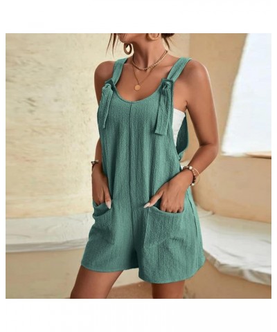 Womens Rompers for Summer Sleeveless Tie Knot Jumpsuit Casual Adjustable Strap Overalls Shorts with Pockets 03-green $7.53 Ju...