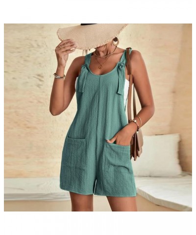 Womens Rompers for Summer Sleeveless Tie Knot Jumpsuit Casual Adjustable Strap Overalls Shorts with Pockets 03-green $7.53 Ju...