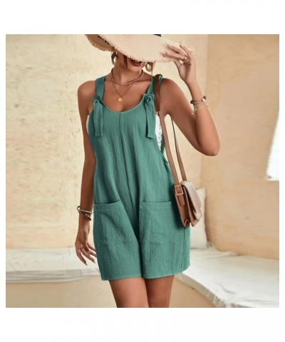 Womens Rompers for Summer Sleeveless Tie Knot Jumpsuit Casual Adjustable Strap Overalls Shorts with Pockets 03-green $7.53 Ju...