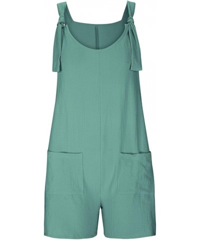 Womens Rompers for Summer Sleeveless Tie Knot Jumpsuit Casual Adjustable Strap Overalls Shorts with Pockets 03-green $7.53 Ju...