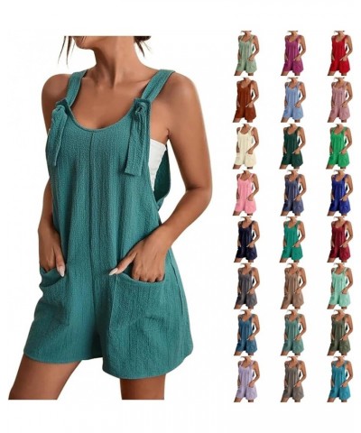 Womens Rompers for Summer Sleeveless Tie Knot Jumpsuit Casual Adjustable Strap Overalls Shorts with Pockets 03-green $7.53 Ju...