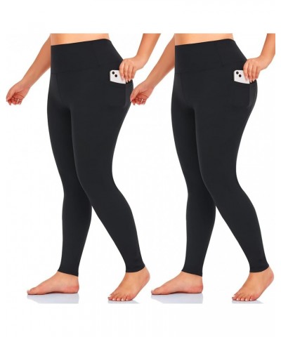 Plus Size Leggings for Women-Stretchy X-Large-4X Tummy Control High Waist Spandex Workout Black Yoga Chef Pants 4-black,black...