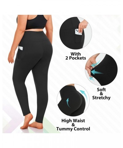 Plus Size Leggings for Women-Stretchy X-Large-4X Tummy Control High Waist Spandex Workout Black Yoga Chef Pants 4-black,black...