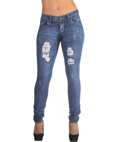 Plus/Junior Size Colombian Design High Waist Butt Lift Levanta Cola Skinny Jeans Washed Blue (Ch032) $18.70 Jeans