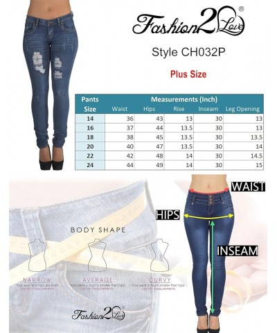 Plus/Junior Size Colombian Design High Waist Butt Lift Levanta Cola Skinny Jeans Washed Blue (Ch032) $18.70 Jeans