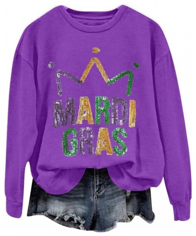 YUAEEEN Womens Mardi Gras Shirt Plus Size Tee Trendy Shirt Fat Tuesday Outfit Short Sleeve & Round Neck Tops 86 B Purple 02 $...