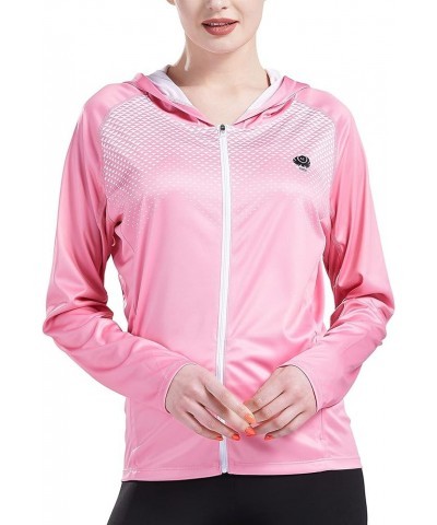 Women's UPF 50+ Sun Protection Shirt Printed UV Hoodie Jacket Full Zip with Pockets Pink 01 $32.23 Jackets