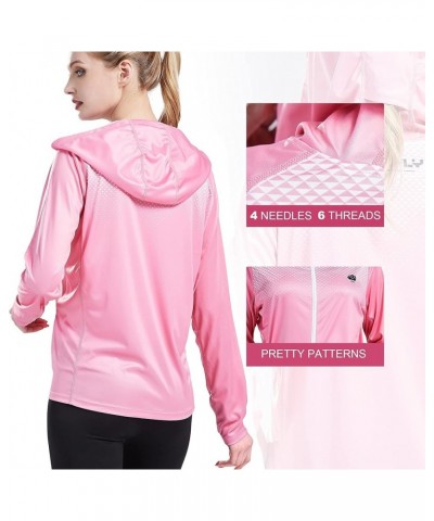 Women's UPF 50+ Sun Protection Shirt Printed UV Hoodie Jacket Full Zip with Pockets Pink 01 $32.23 Jackets