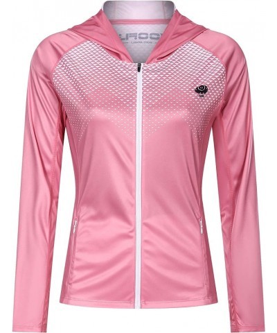 Women's UPF 50+ Sun Protection Shirt Printed UV Hoodie Jacket Full Zip with Pockets Pink 01 $32.23 Jackets