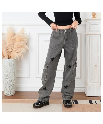 Flare Jeans for Women Low Rise Bell Bottom Jeans Baggy Boyfriend Wide Leg Harajuku Grunge Aesthetic Y2k Pants E Grey $17.48 J...