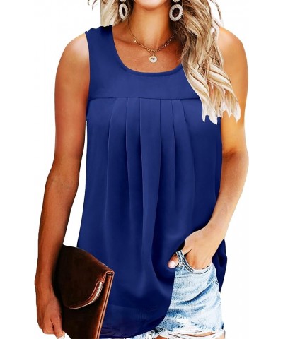 Women's Sleeveless Tunic Tops Double Layers Summer Casual Chiffon Blouse Tank Tops Dark Blue $10.00 Blouses