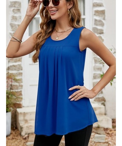 Women's Sleeveless Tunic Tops Double Layers Summer Casual Chiffon Blouse Tank Tops Dark Blue $10.00 Blouses