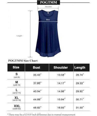 Women's Sleeveless Tunic Tops Double Layers Summer Casual Chiffon Blouse Tank Tops Dark Blue $10.00 Blouses