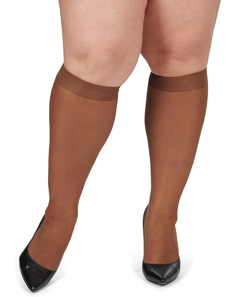 Energizing Plus Size Knee High Stockings 2-Pack French Coffee $7.51 Socks