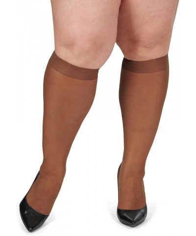 Energizing Plus Size Knee High Stockings 2-Pack French Coffee $7.51 Socks