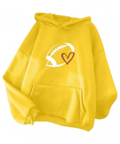 Game Day Sweatshirt Women Funny Football Heart Graphic Hoodie Football Season Pullover Long Sleeve Crewneck Tops Yellow $7.69...