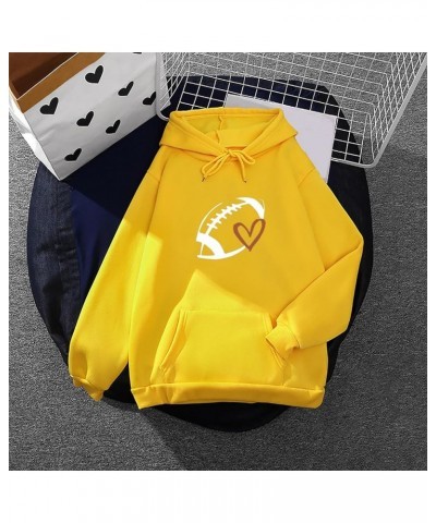 Game Day Sweatshirt Women Funny Football Heart Graphic Hoodie Football Season Pullover Long Sleeve Crewneck Tops Yellow $7.69...