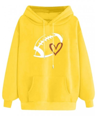 Game Day Sweatshirt Women Funny Football Heart Graphic Hoodie Football Season Pullover Long Sleeve Crewneck Tops Yellow $7.69...