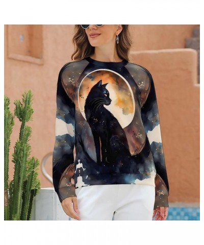 Women's Flower Butterfly Print Sweatshirt Casual 3D Print Oversized Long Sleeve Crewneck Pullover Tops Blouse Shirts Black Ca...