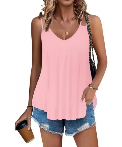 Women Flowy Tank Tops Casual Summer Tops Sexy Tank Tops Spaghetti Strap V Neck Sleeveless Tunic Camisoles Light Pink $13.24 T...