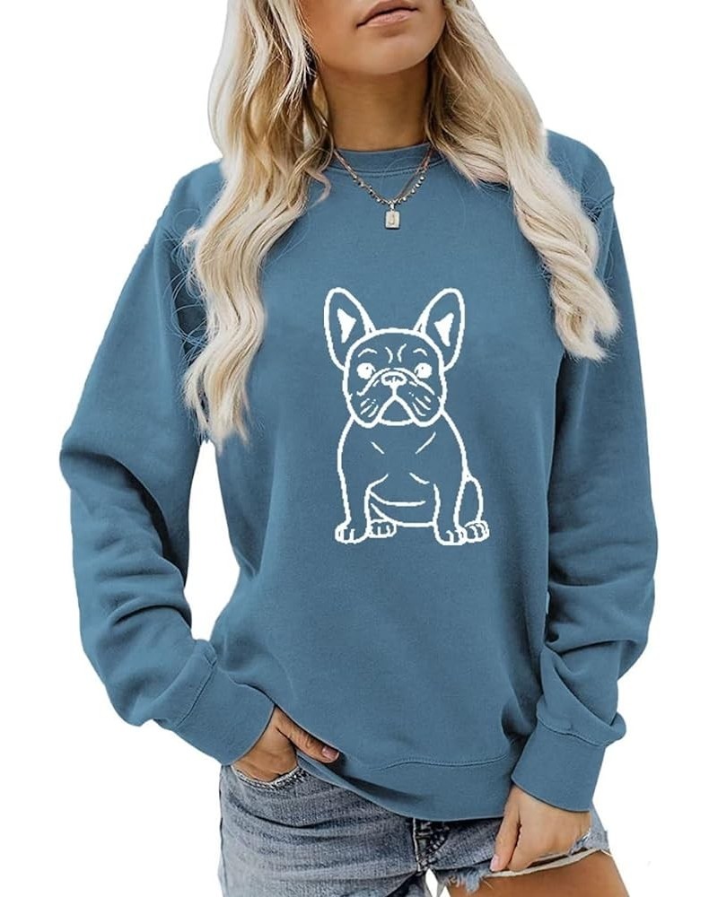 French Bulldog Mom Gift Hoodie Tops Womens Cute Dog Graphic Hooded Sweatshirt Casual Hoody Pullover Shirt Z1-blue $11.46 Hood...