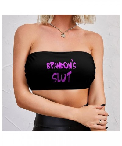 Cum Slut Women's Sexy Crop Top Sleeveless Stretchy Solid Strapless Tube Top Funny-1 $7.64 Tanks