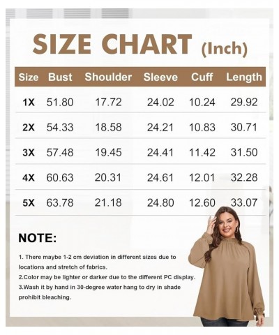 Plus Size Puff Long Sleeve Tops for Women Casual Frill Mock Neck Ruffled Blouse Loose Fit Tunic Shirts 1X-5X Brown $15.36 Blo...