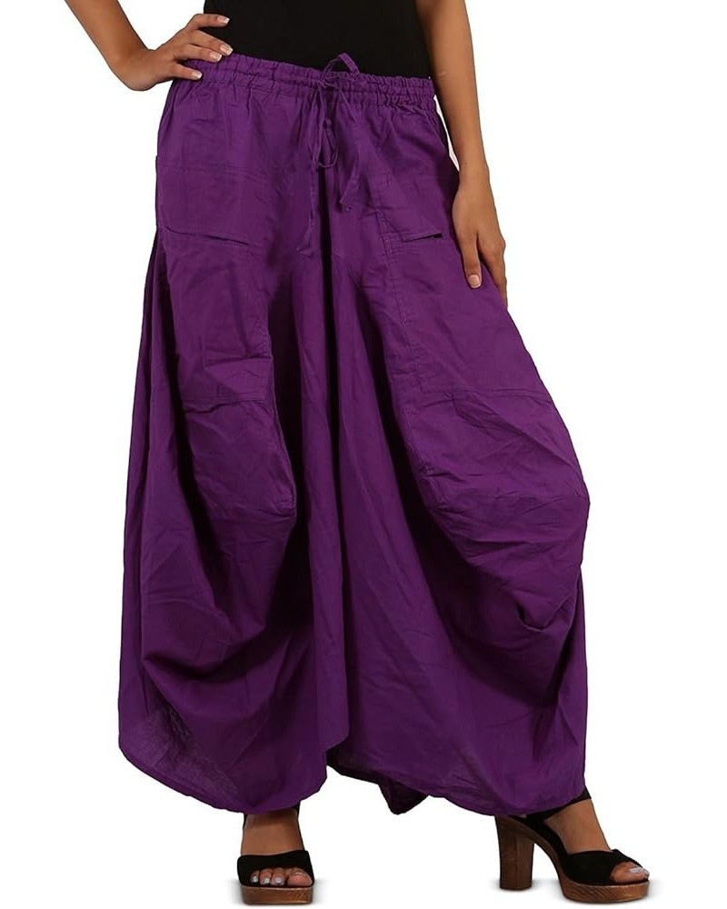 Women Cotton Solid Pockets Skirt Hippie Afghani Ethnic Purple $20.99 Skirts