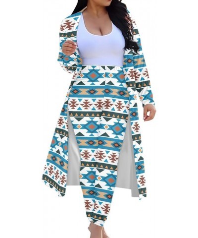 Women 2 Piece Outfits Plus Size Indian African Pattern Maxi Cardigan Duster Pants Set African Dashiki 15 $23.00 Sweaters
