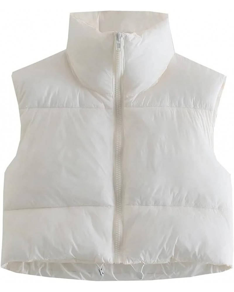 Women Cotton Padded Vest Ladies Sleeveless Crop Vest Y2k Fashion Puffer Button Down Short Top Gilet Streetwear White-b $6.37 ...