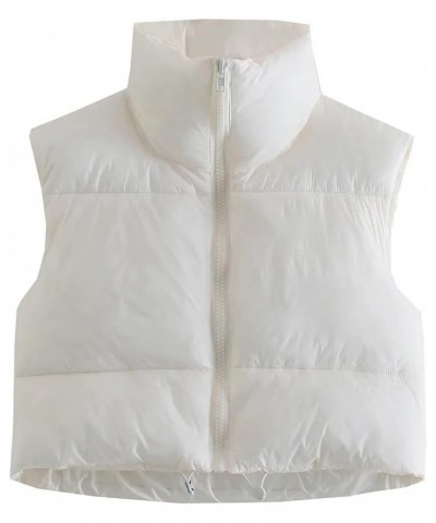 Women Cotton Padded Vest Ladies Sleeveless Crop Vest Y2k Fashion Puffer Button Down Short Top Gilet Streetwear White-b $6.37 ...