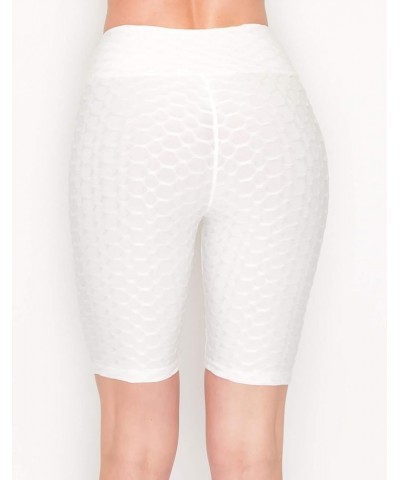 Women's Honeycomb Compression Shorts - High Waist Slimming Butt Lift Textured Workout Shorts Gsbk128-4030 / White $12.36 Shorts