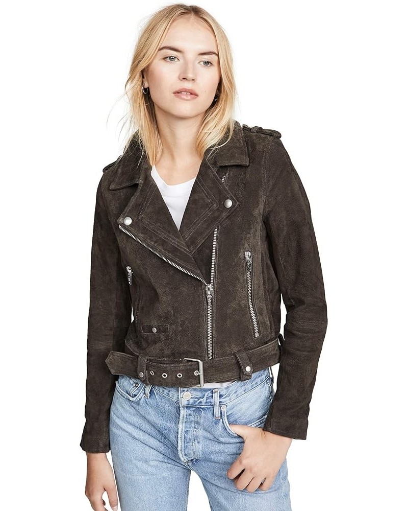 womens Luxury Clothing Cropped Suede Leather Motorcycle Jackets, Comfortable & Stylish Coats Shadow Grey $35.07 Coats