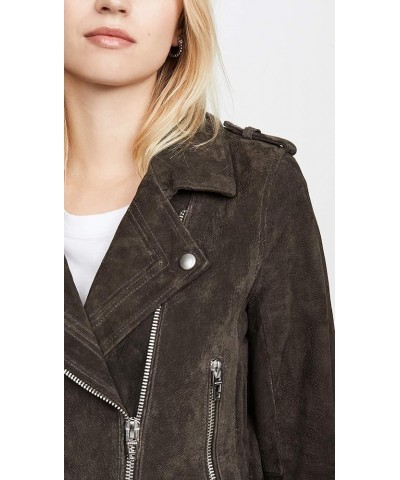 womens Luxury Clothing Cropped Suede Leather Motorcycle Jackets, Comfortable & Stylish Coats Shadow Grey $35.07 Coats