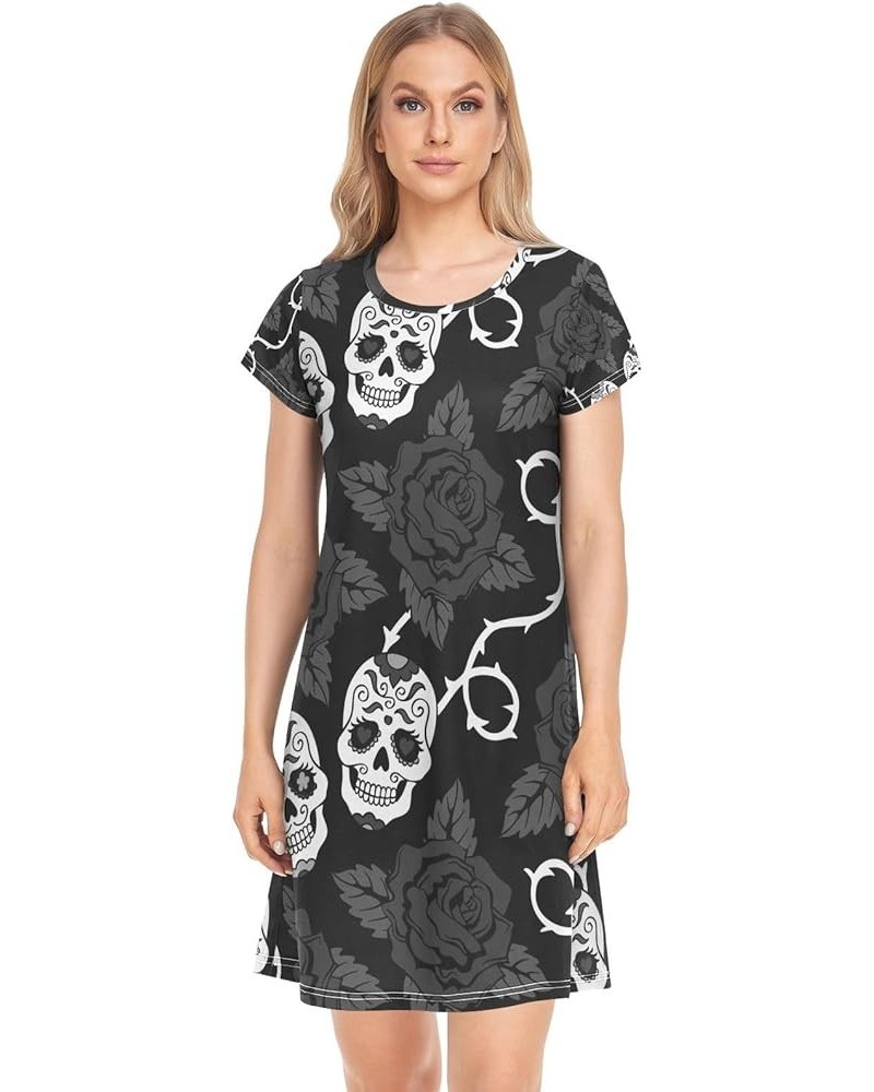Women's PJ Nightshirt, Short Sleeves Nightgown Sleepwear Lingerie Sleep Dress(S-2XL) Multi 4 $13.44 Sleep & Lounge