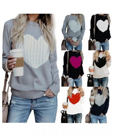 Women Knitted Heart Design Sweater Long Sleeved Pullover Knit Sweater Sweater Top Shirt Soft Stretchy Sweater Apricot Small $...