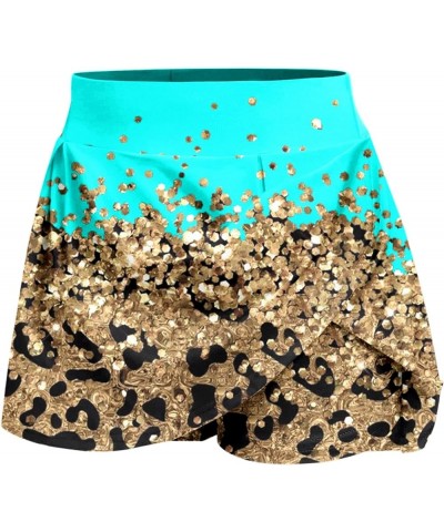 Womens Daily Casual Workout Printed Skirt Tennis Yoga Sport Active Skirt Shorts Skirt Laye Skirt Blue-4 $8.62 Skirts