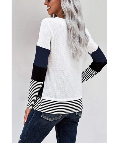 Women's Long Sleeve Shirts Square Henley Neck Trendy Clothes Tops Tunic 2-navy-blue $11.99 Tops